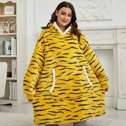Apparel Animal Kingdom Zebra Leopard Tiger Oversized Thick Blanket Hoodie