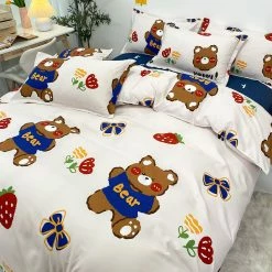 Home Decor Bear And Strawberry White Navy Bedding Set 16 Home Decor Bear And Strawberry White Navy Bedding Set