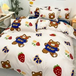 Home Decor Bear And Strawberry White Navy Bedding Set 13 Home Decor Bear And Strawberry White Navy Bedding Set