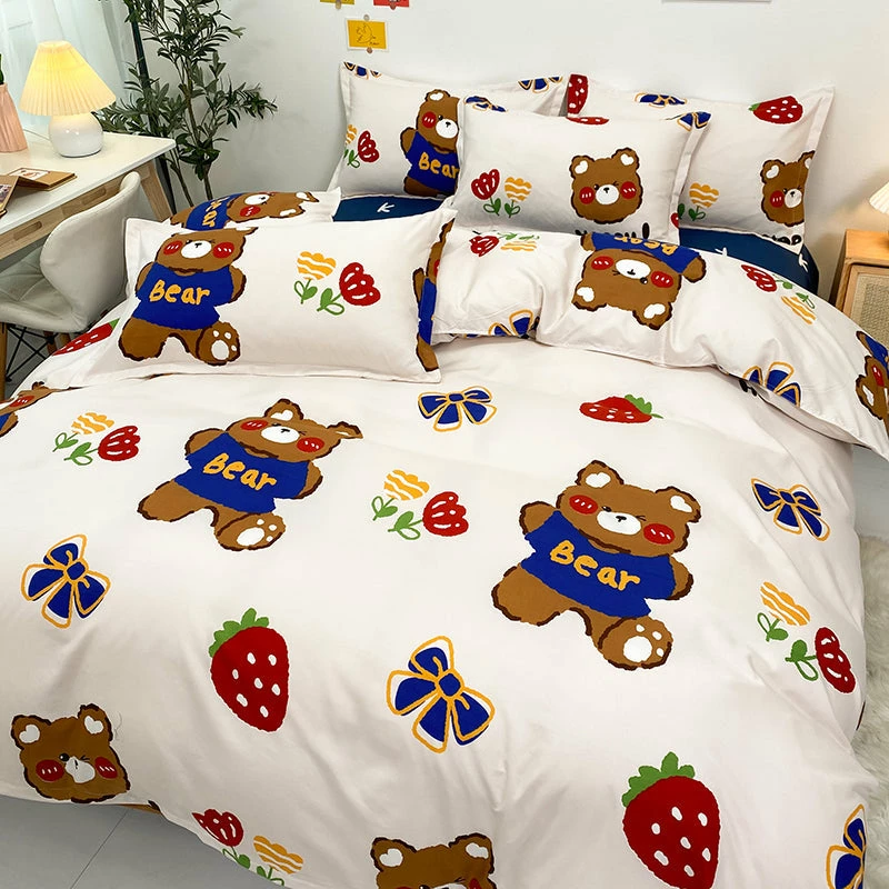 Home Decor Bear And Strawberry White Navy Bedding Set 5 Home Decor Bear And Strawberry White Navy Bedding Set