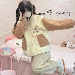 Apparel Bear Fluffy Two-Tone Hooded Jacket 13 Apparel Bear Fluffy Two-Tone Hooded Jacket