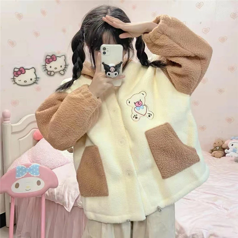 Apparel Bear Fluffy Two-Tone Hooded Jacket 4 Apparel Bear Fluffy Two-Tone Hooded Jacket