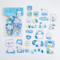 Accessories Stationery Blue Bear Night Time Stickers Set