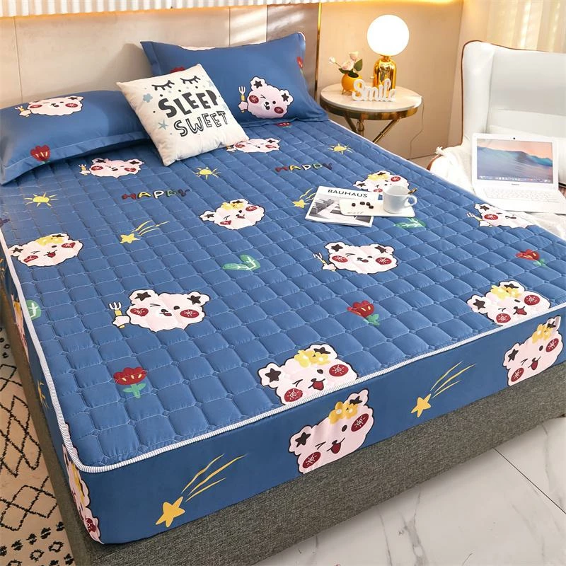 Home Decor Home & Pets Blue Kawaii Bear Quilted Fitted Bedsheet 10 Home Decor Home & Pets Blue Kawaii Bear Quilted Fitted Bedsheet