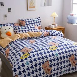 Home Decor Home & Pets Blue Kriss Kross Teddy Bears Bedding Set