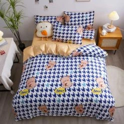 Home Decor Home & Pets Blue Kriss Kross Teddy Bears Bedding Set