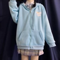Apparel Blue & Pink Bunny Ears Zip-through Hoodie