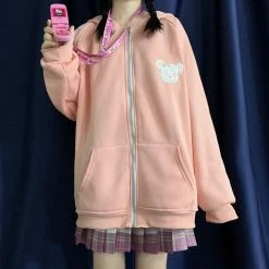 Apparel Blue & Pink Bunny Ears Zip-through Hoodie