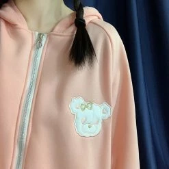 Apparel Blue & Pink Bunny Ears Zip-through Hoodie