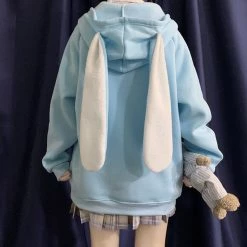 Apparel Blue & Pink Bunny Ears Zip-through Hoodie