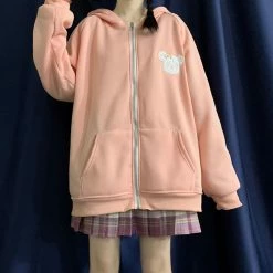 Apparel Blue & Pink Bunny Ears Zip-through Hoodie