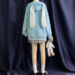 Apparel Blue & Pink Bunny Ears Zip-through Hoodie