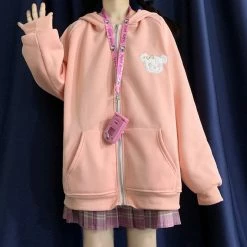 Apparel Blue & Pink Bunny Ears Zip-through Hoodie