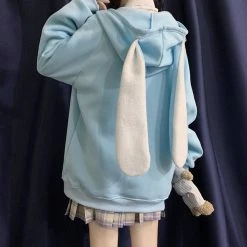 Apparel Blue & Pink Bunny Ears Zip-through Hoodie