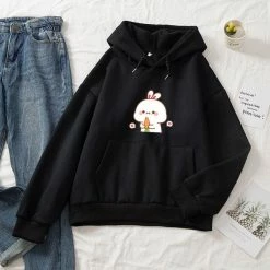 Apparel Kawaii White Bunny & Carrot Part-Cotton Hoodie