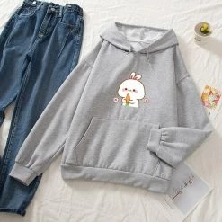 Apparel Kawaii White Bunny & Carrot Part-Cotton Hoodie