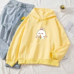 Apparel Kawaii White Bunny & Carrot Part-Cotton Hoodie