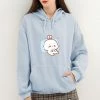 Apparel Kawaii White Bunny Chilling Part-Cotton Hoodie
