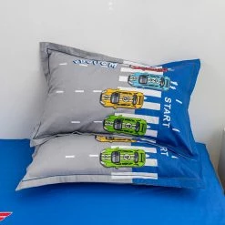 Home Decor Buzz Whizz Car Cartoon Cotton Fitted Sheet