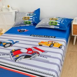 Home Decor Buzz Whizz Car Cartoon Cotton Fitted Sheet