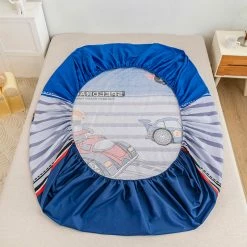 Home Decor Buzz Whizz Car Cartoon Cotton Fitted Sheet