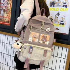 Apparel Canvas Kekemi Bear Friends Backpack With Cow Keychain