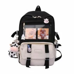 Apparel Canvas Kekemi Bear Friends Backpack With Cow Keychain