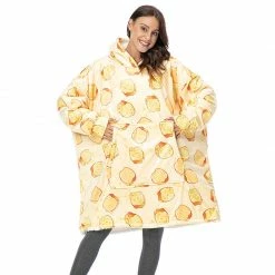Apparel Carbs Bread Pizza Oversized Thick Blanket Hoodie