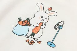 Apparel Rugs & Mats Cartoon Bunny Eating Carrots Pastel Three-Tone Cotton Sweatshirt