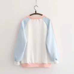 Apparel Rugs & Mats Cartoon Bunny Eating Carrots Pastel Three-Tone Cotton Sweatshirt