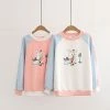 Apparel Rugs & Mats Cartoon Bunny Eating Carrots Pastel Three-Tone Cotton Sweatshirt