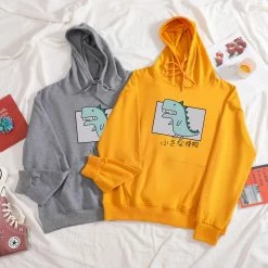 Apparel Cartoon Dinosaur Square Cotton Hoodie
