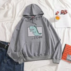 Apparel Cartoon Dinosaur Square Cotton Hoodie