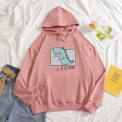 Apparel Cartoon Dinosaur Square Cotton Hoodie