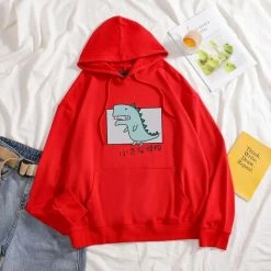 Apparel Cartoon Dinosaur Square Cotton Hoodie