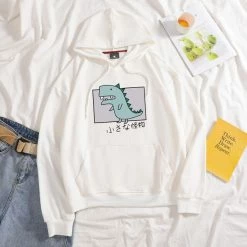 Apparel Cartoon Dinosaur Square Cotton Hoodie