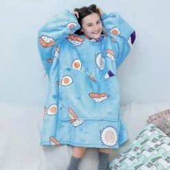Apparel Cartoon Japanese Sushi Oversized Thick Blanket Hoodie