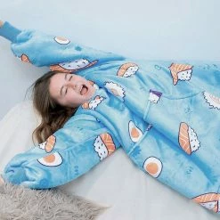 Apparel Cartoon Japanese Sushi Oversized Thick Blanket Hoodie
