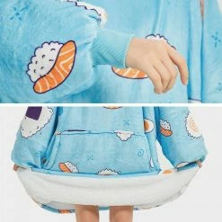 Apparel Cartoon Japanese Sushi Oversized Thick Blanket Hoodie