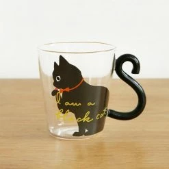 Home Decor Home & Pets Cat Glass Cup With Cute Cat Tail Handle And Silver Spoon