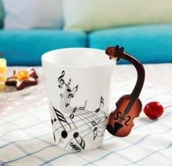 Home Decor Ceramic Guitar-Inspired Musical Energy Mugs