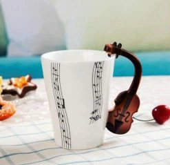 Home Decor Ceramic Guitar-Inspired Musical Energy Mugs