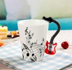 Home Decor Ceramic Guitar-Inspired Musical Energy Mugs