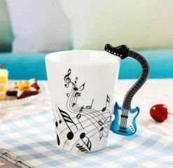 Home Decor Ceramic Guitar-Inspired Musical Energy Mugs