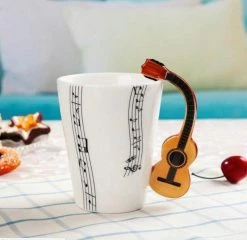 Home Decor Ceramic Guitar-Inspired Musical Energy Mugs