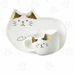 Home Decor Home & Pets Ceramic Kawaii Cat Mugs And Saucer Set