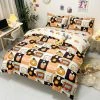 Home Decor Checkered Illustrated Bear Bedding Set