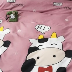Home Decor Cheerful 'Hi' Cow Pink & Grey Bedding Set 17 Home Decor Cheerful 'Hi' Cow Pink & Grey Bedding Set