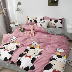 Home Decor Cheerful 'Hi' Cow Pink & Grey Bedding Set 14 Home Decor Cheerful 'Hi' Cow Pink & Grey Bedding Set
