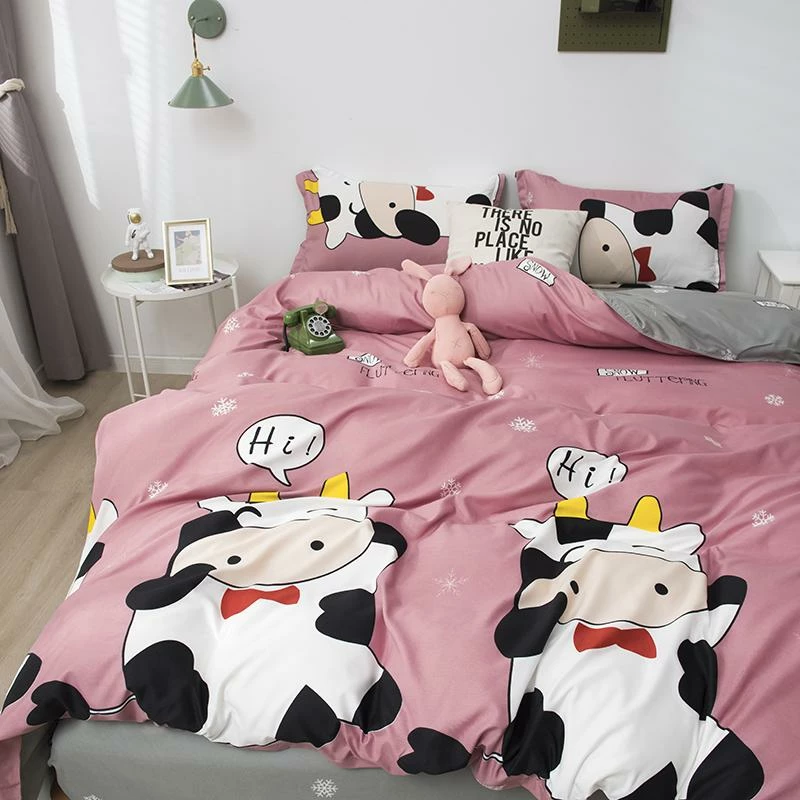 Home Decor Cheerful 'Hi' Cow Pink & Grey Bedding Set 3 Home Decor Cheerful 'Hi' Cow Pink & Grey Bedding Set